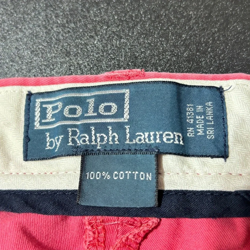 Polo Ralph Lauren Pleated Chino Shorts Salmon Cotton Preppy Coastal VTG‎ Y2K 32